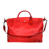 NEW $935 LONGCHAMP Red Leather Le Pliage XTRA LARGE TRAVEL BAG w/ LOCK & STRAP