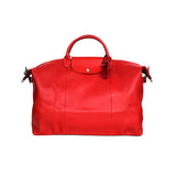 NEW $935 LONGCHAMP Red Leather Le Pliage XTRA LARGE TRAVEL BAG w/ LOCK & STRAP