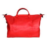 NEW $935 LONGCHAMP Red Leather Le Pliage XTRA LARGE TRAVEL BAG w/ LOCK & STRAP