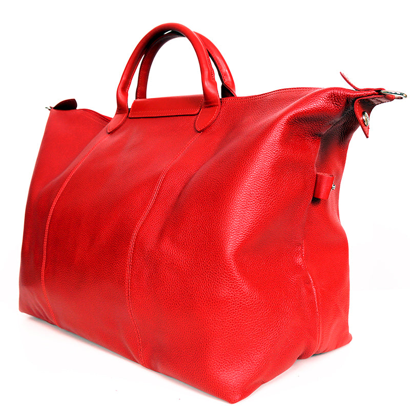 NEW $935 LONGCHAMP Red Leather Le Pliage XTRA LARGE TRAVEL BAG w/ LOCK & STRAP