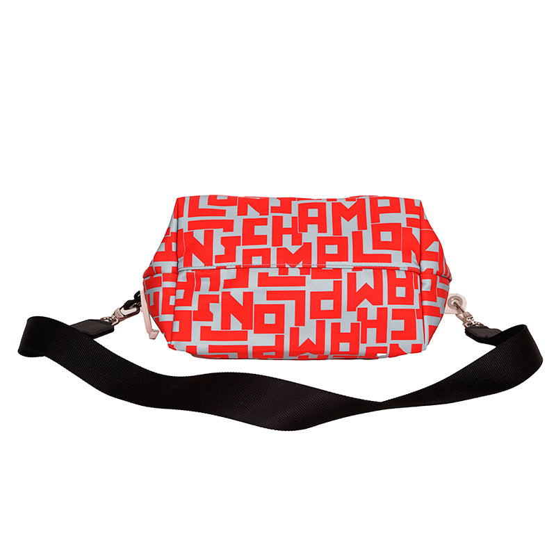 NEW $350 LONGCHAMP Red Gray LE PLIAGE LGP STREET STYLE LOGO Med TOTE BAG & STRAP