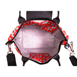 NEW $350 LONGCHAMP Red Gray LE PLIAGE LGP STREET STYLE LOGO Med TOTE BAG & STRAP