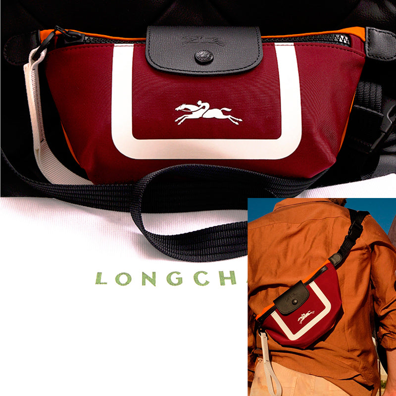 NEW LONGCHAMP Orange Red Colorblock LE PLIAGE SCUBA Belt Sling BAG RETIRED