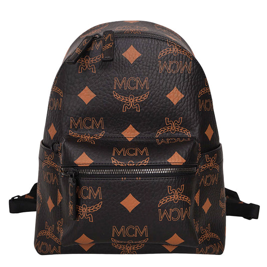 NEW $990 MCM Black Visetos Orange/Tan STARK MAXI LOGO Monogrammed BACKPACK NWT