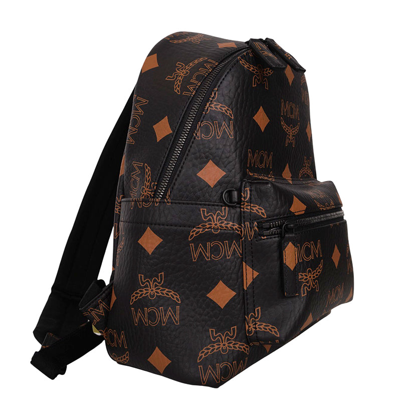 NEW $990 MCM Black Visetos Orange/Tan STARK MAXI LOGO Monogrammed BACKPACK NWT