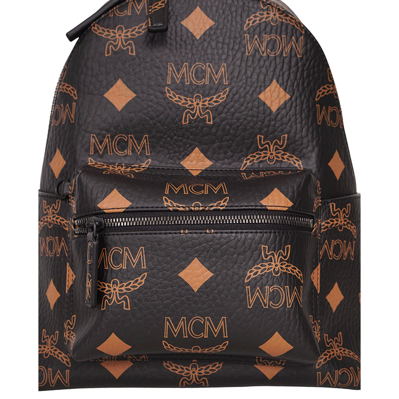 NEW $990 MCM Black Visetos Orange/Tan STARK MAXI LOGO Monogrammed BACKPACK NWT