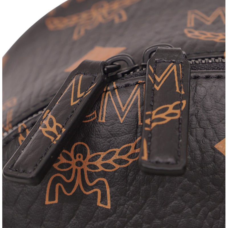 NEW $990 MCM Black Visetos Orange/Tan STARK MAXI LOGO Monogrammed BACKPACK NWT