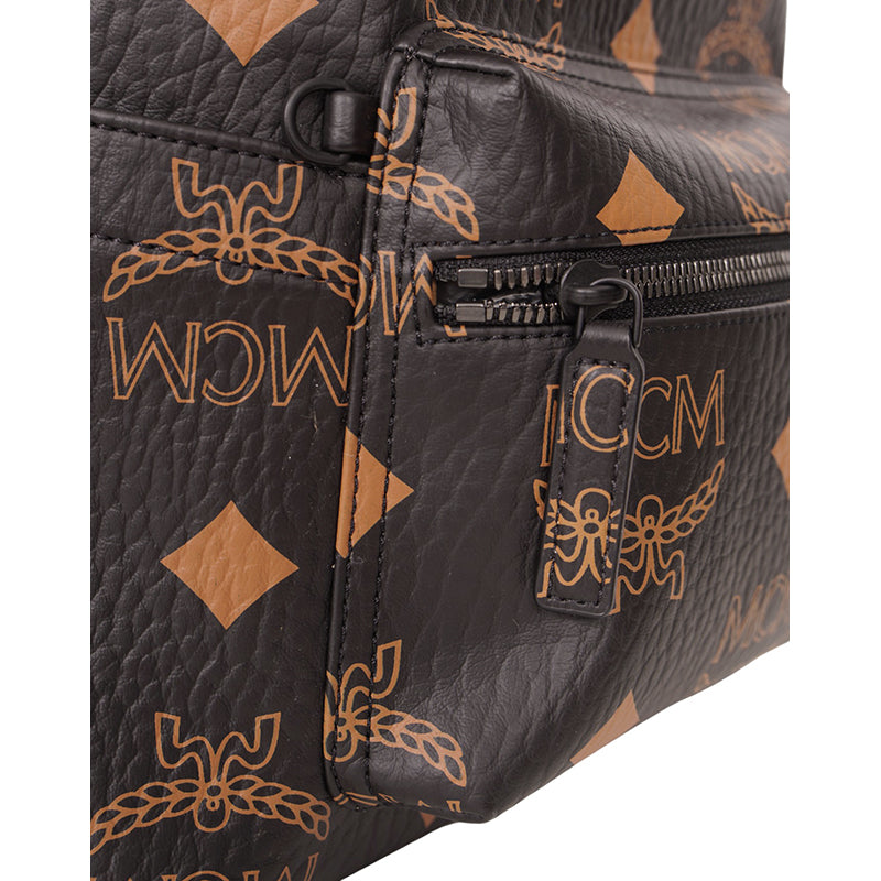 NEW $990 MCM Black Visetos Orange/Tan STARK MAXI LOGO Monogrammed BACKPACK NWT