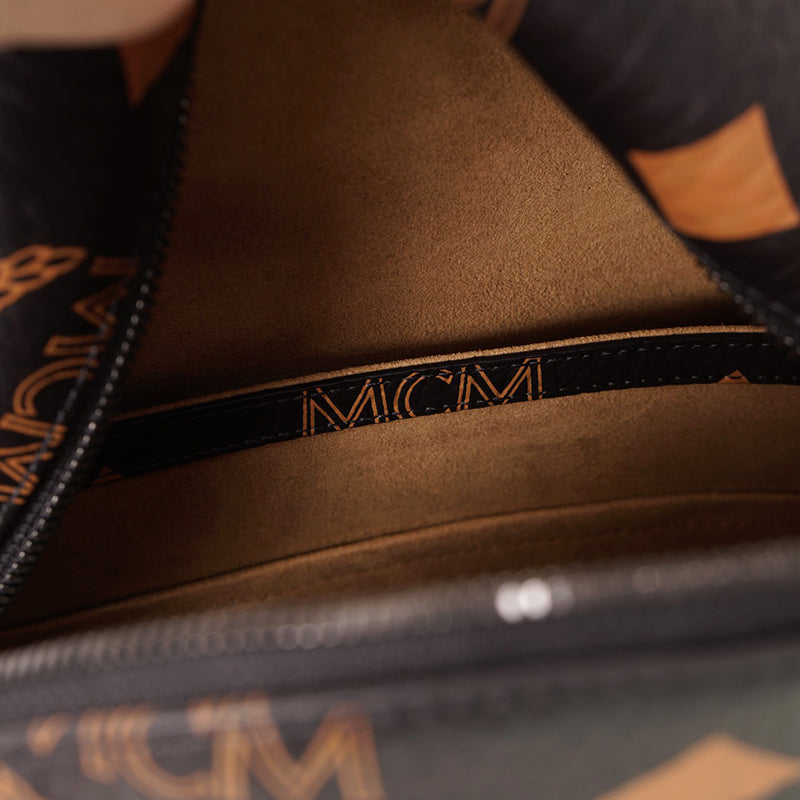 NEW $990 MCM Black Visetos Orange/Tan STARK MAXI LOGO Monogrammed BACKPACK NWT