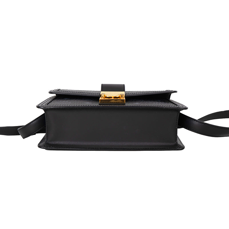 NEW $980 MCM Tracy Black Leather & Visetos Gray LOGO CROSSBODY Laurel Lock BAG
