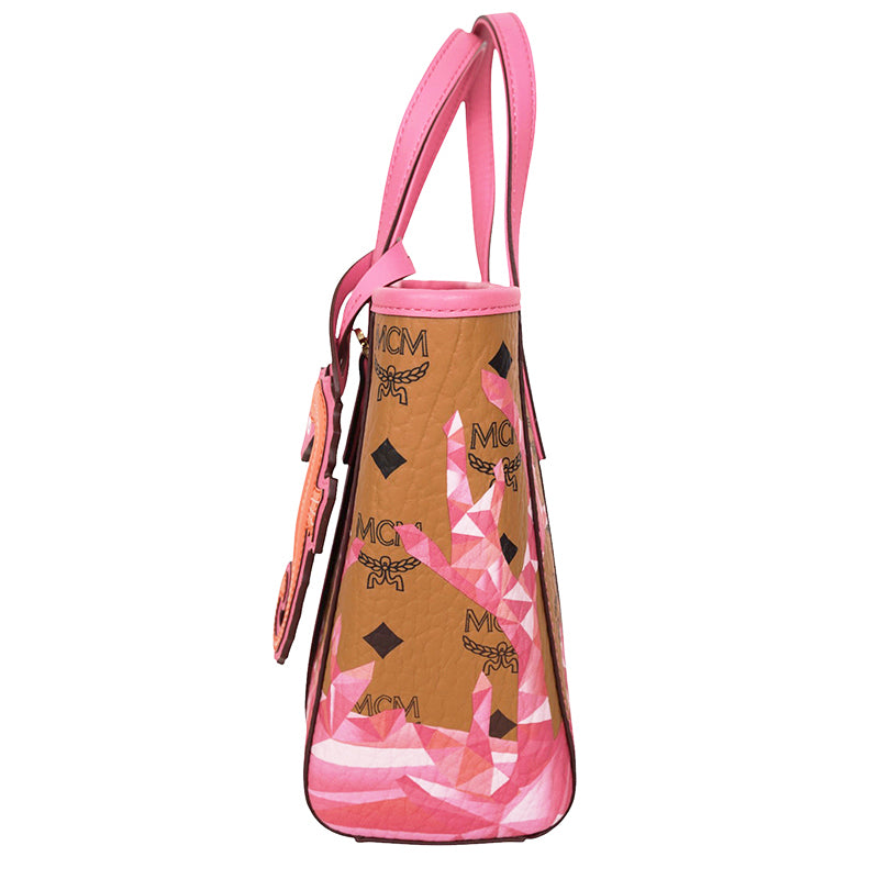 NEW $660 MCM Pink Ocean Coral LOGO Mountain Collection Crossbody TONI TOTE BAG