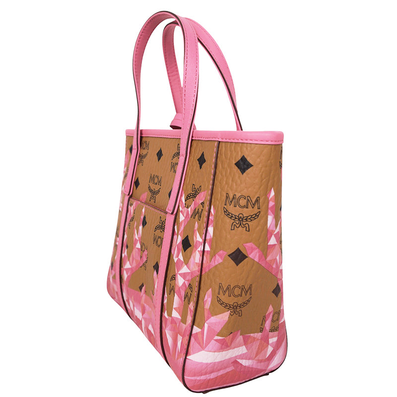 NEW $660 MCM Pink Ocean Coral LOGO Mountain Collection Crossbody TONI TOTE BAG