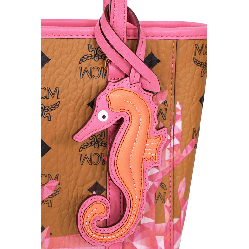 NEW $660 MCM Pink Ocean Coral LOGO Mountain Collection Crossbody TONI TOTE BAG