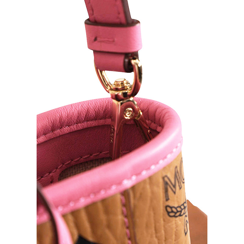 NEW $660 MCM Pink Ocean Coral LOGO Mountain Collection Crossbody TONI TOTE BAG