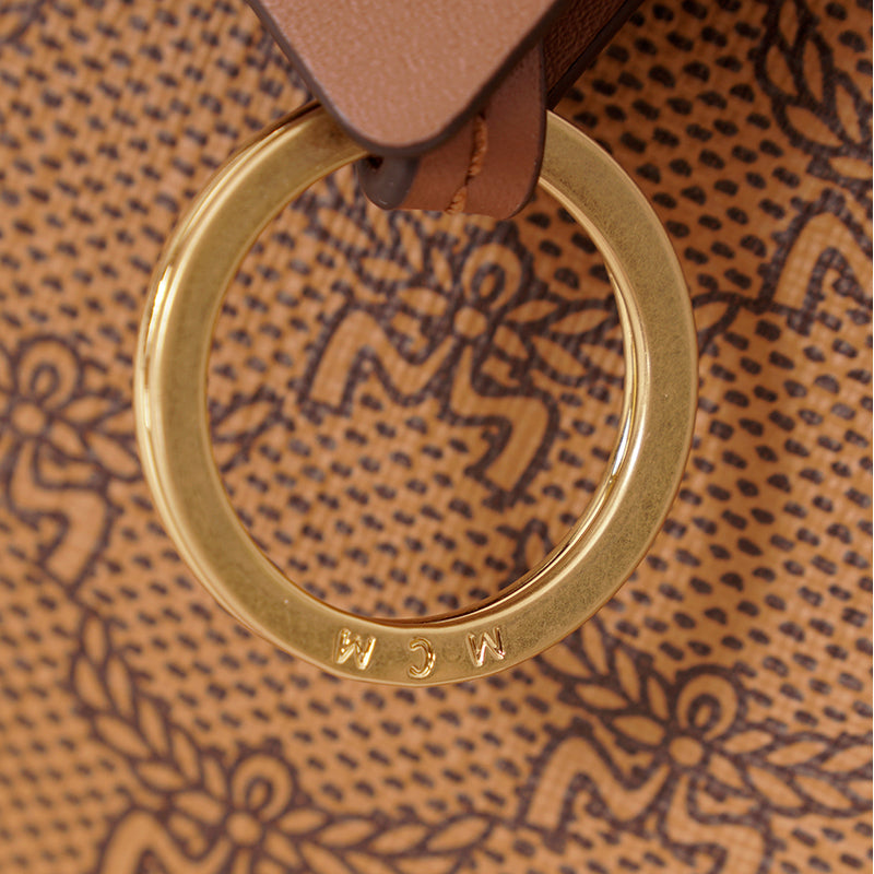 NEW $830 MCM Cognac LAURETOS LOGO Monogram Canvas Medium Ella BOSTON BAG & STRAP