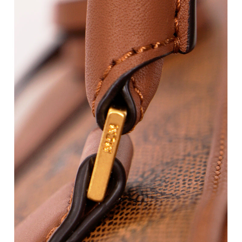 NEW $830 MCM Cognac LAURETOS LOGO Monogram Canvas Medium Ella BOSTON BAG & STRAP