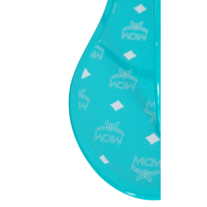 37 NEW $290 MCM Woman Ceramic Turquoise Blue LOGO Pool Slides SANDALS Made ITALY