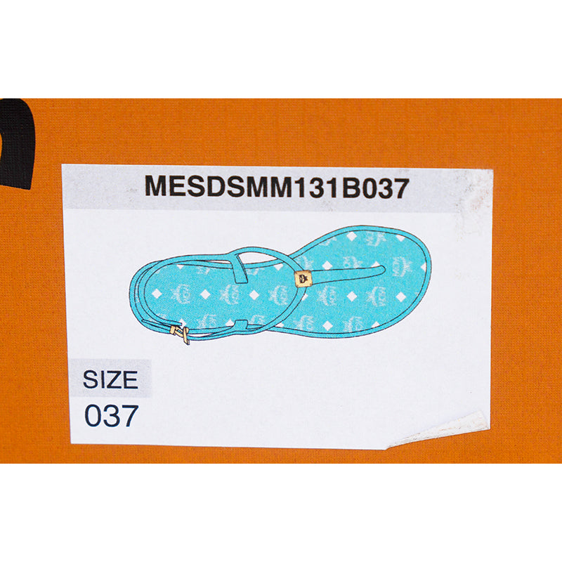 37 NEW $290 MCM Woman Ceramic Turquoise Blue LOGO Pool Slides SANDALS Made ITALY