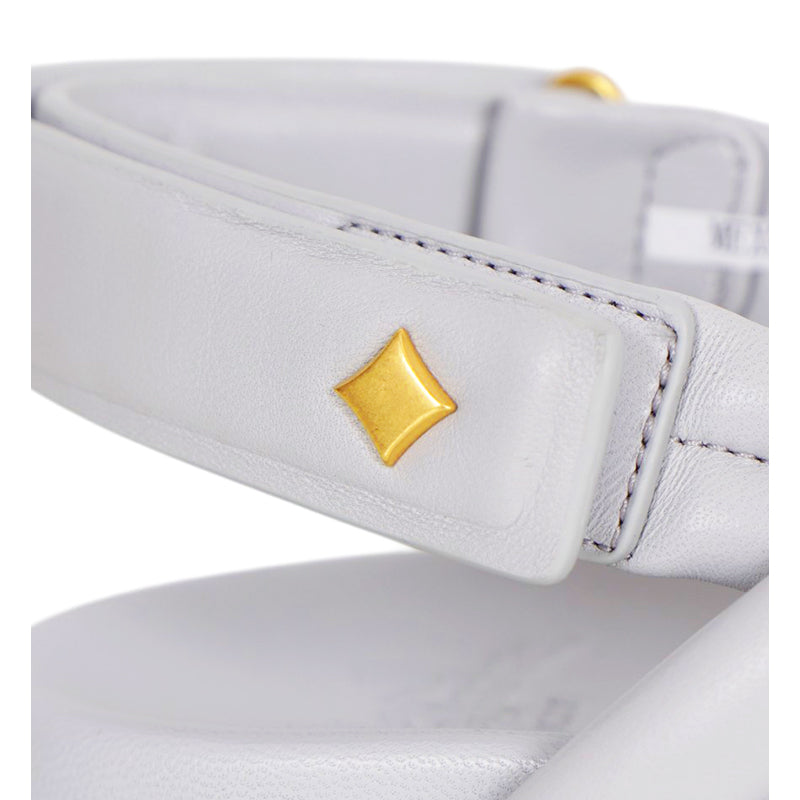 sz 37/38 NEW $630 MCM Munich to Mars 2024 Light Gray Lambskin Leather CROSS SANDALS