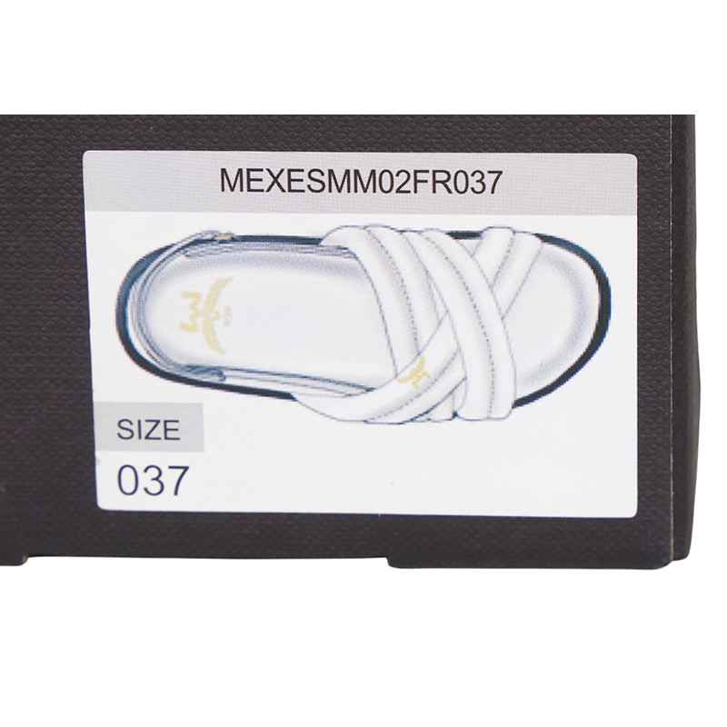 sz 37/38 NEW $630 MCM Munich to Mars 2024 Light Gray Lambskin Leather CROSS SANDALS
