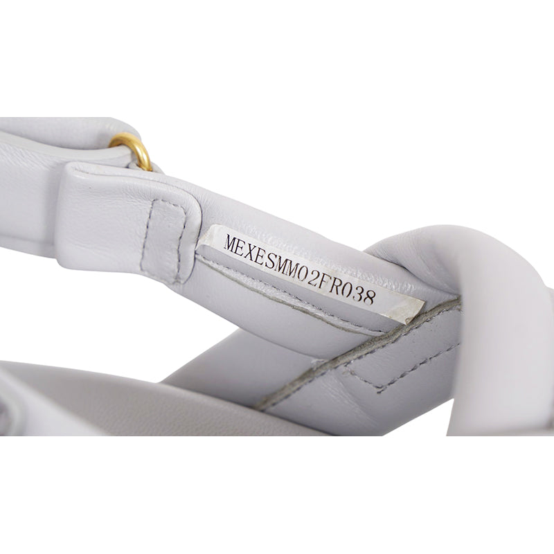 sz 37/38 NEW $630 MCM Munich to Mars 2024 Light Gray Lambskin Leather CROSS SANDALS