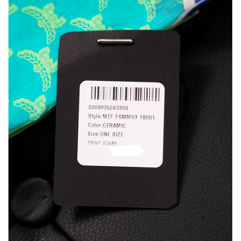 NEW $250 MCM Blue PALM TREE Monogram Print Cotton-Silk Bandana 26" Square SCARF