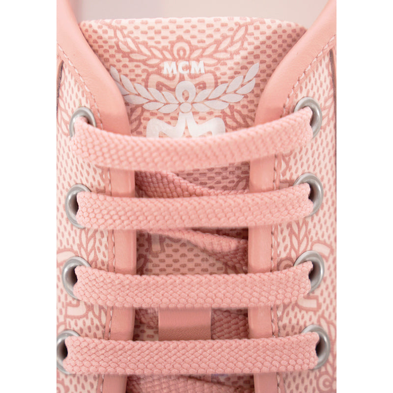 38/39 NEW $490 MCM Woman's PINK MONOGRAM Coated Canvas Skyward PLATFORM SNEAKERS