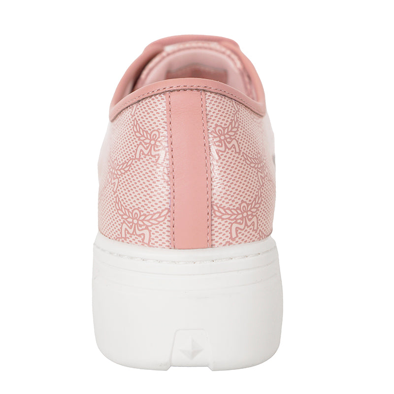 38/39 NEW $490 MCM Woman's PINK MONOGRAM Coated Canvas Skyward PLATFORM SNEAKERS