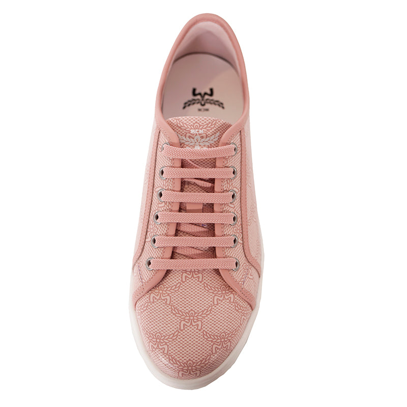 38/39 NEW $490 MCM Woman's PINK MONOGRAM Coated Canvas Skyward PLATFORM SNEAKERS