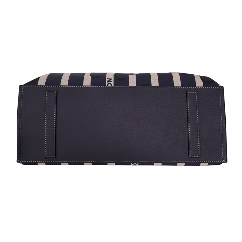 NEW $780 MCM Navy Beach Club Stripe CLOWN FISH Canvas AREN SHOPPER TOTE BAG NWT