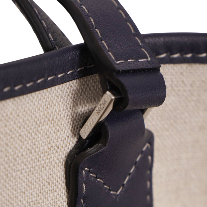 NEW $780 MCM Navy Beach Club Stripe CLOWN FISH Canvas AREN SHOPPER TOTE BAG NWT