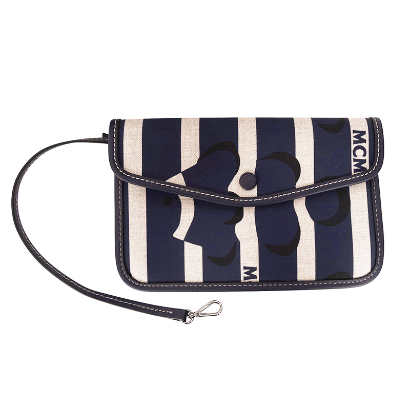 NEW $780 MCM Navy Beach Club Stripe CLOWN FISH Canvas AREN SHOPPER TOTE BAG NWT