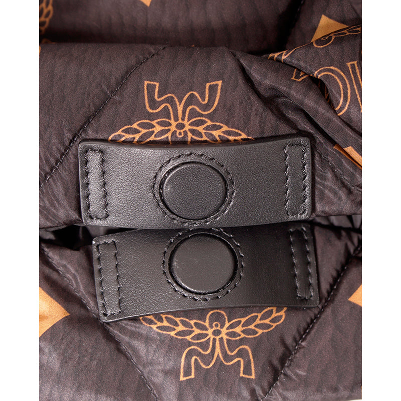NEW $890 MCM Black LOGO Monogram Maxi Munchen QUILTED Nylon PUFFER TOTE BAG NWT
