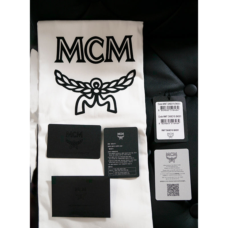 NEW $890 MCM Black LOGO Monogram Maxi Munchen QUILTED Nylon PUFFER TOTE BAG NWT