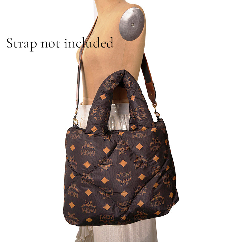 NEW $890 MCM Black LOGO Monogram Maxi Munchen QUILTED Nylon PUFFER TOTE BAG NWT