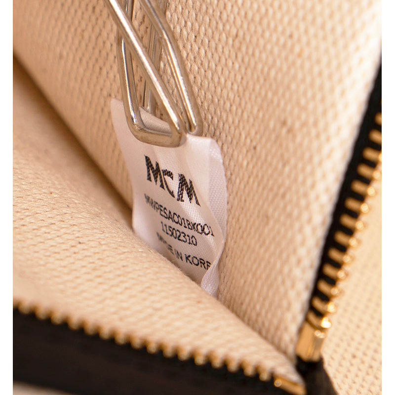 NEW $1450 MCM Natural Cotton Linen Canvas & Black Leather LARGE HIMMEL TOTE BAG