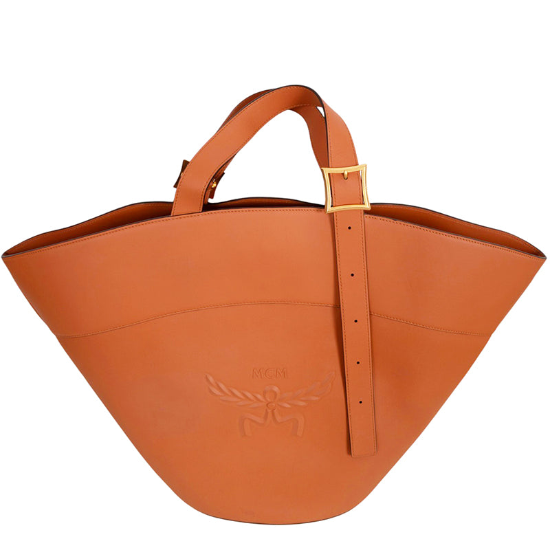 NEW $1790 MCM RUNWAY 2024 Cognac SPANISH NAPPA LEATHER Large HIMMEL TOTE BAG NWT