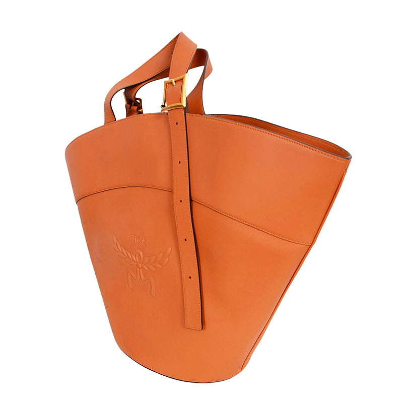 NEW $1790 MCM RUNWAY 2024 Cognac SPANISH NAPPA LEATHER Large HIMMEL TOTE BAG NWT