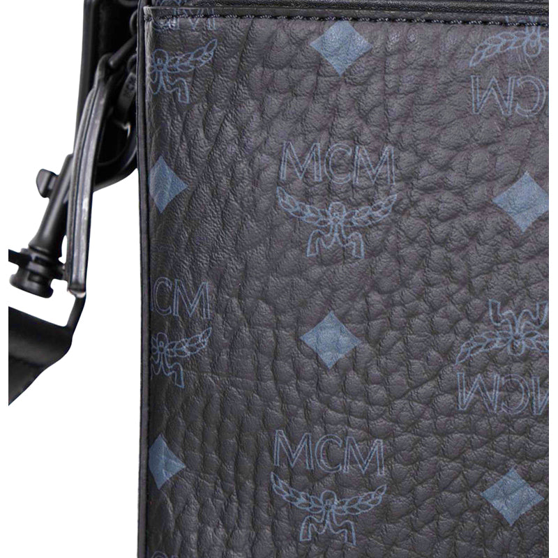 NEW $890 MCM Black Gray COATED CANVAS Klassik Visetos Briefcase BAG w/ STRAP