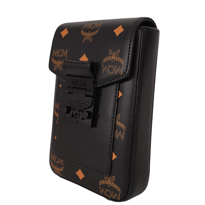 NEW $660 MCM Black Orange Vallarta COLOR SPLASH Monogram Logo Crossbody BAG NWT