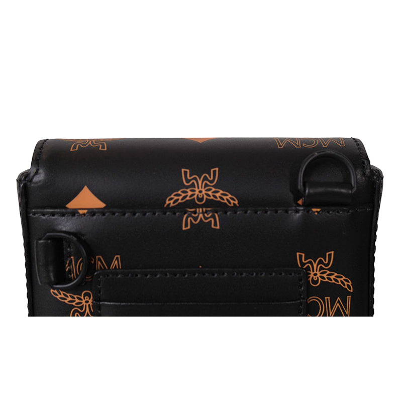 NEW $660 MCM Black Orange Vallarta COLOR SPLASH Monogram Logo Crossbody BAG NWT