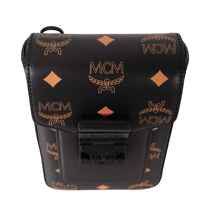 NEW $660 MCM Black Orange Vallarta COLOR SPLASH Monogram Logo Crossbody BAG NWT