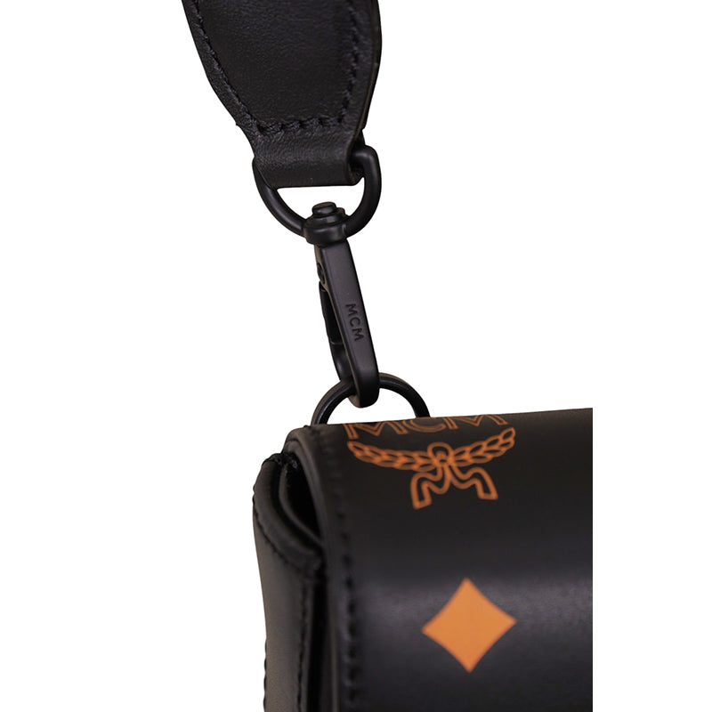 NEW $660 MCM Black Orange Vallarta COLOR SPLASH Monogram Logo Crossbody BAG NWT