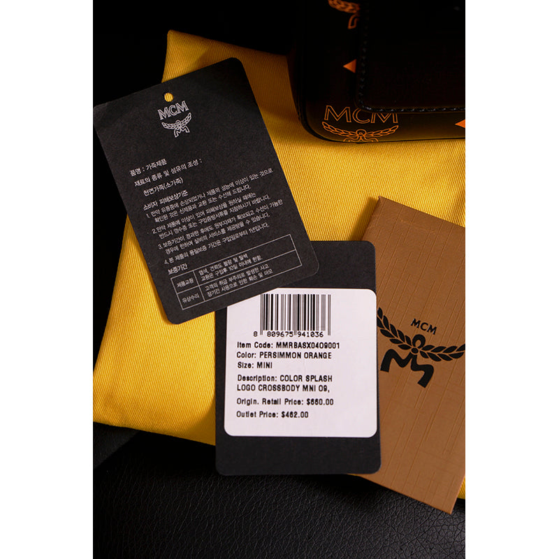 NEW $660 MCM Black Orange Vallarta COLOR SPLASH Monogram Logo Crossbody BAG NWT
