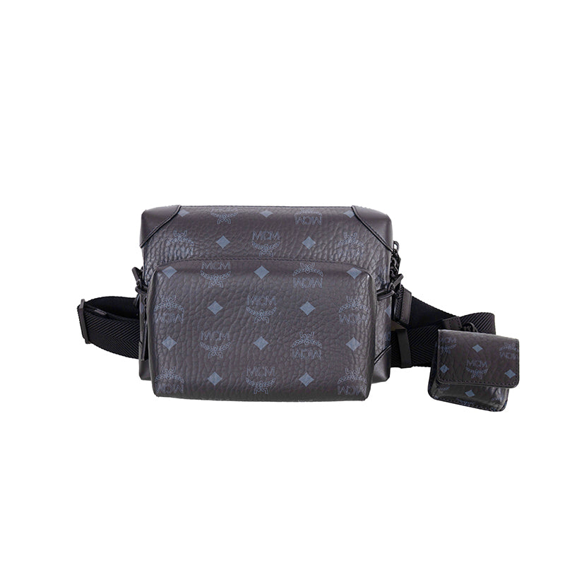 NEW $980 MCM Black Visetos Logo Klassik SET 3 MULTIFUNCTION Trio CROSSBODY BAG
