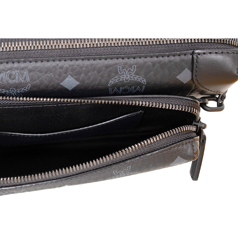 NEW $980 MCM Black Visetos Logo Klassik SET 3 MULTIFUNCTION Trio CROSSBODY BAG