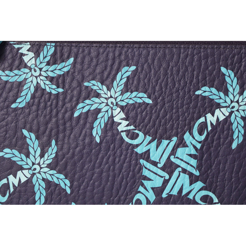 NEW $450 MCM Blue Palm Tree Monogram LOGO Ottomar Travel Pouch MESSENGER BAG NWT