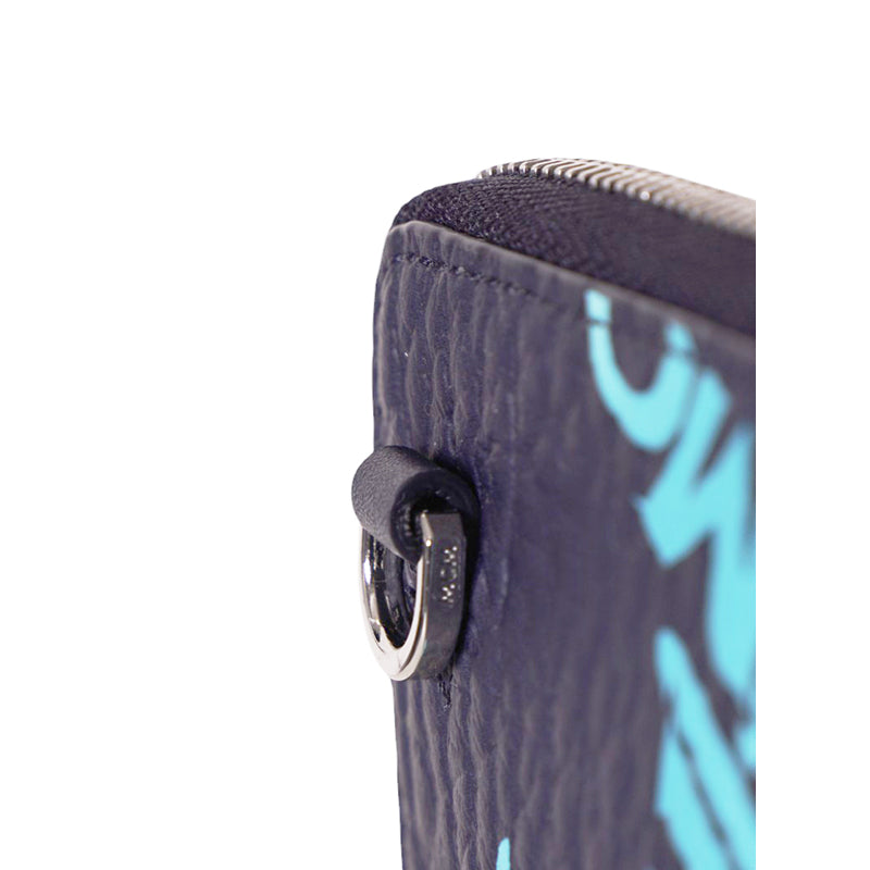 NEW $450 MCM Blue Palm Tree Monogram LOGO Ottomar Travel Pouch MESSENGER BAG NWT