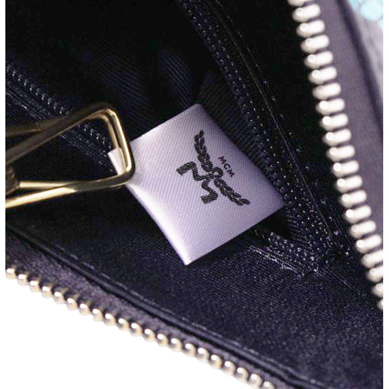 NEW $450 MCM Blue Palm Tree Monogram LOGO Ottomar Travel Pouch MESSENGER BAG NWT