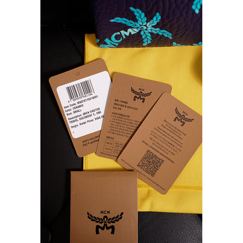 NEW $450 MCM Blue Palm Tree Monogram LOGO Ottomar Travel Pouch MESSENGER BAG NWT